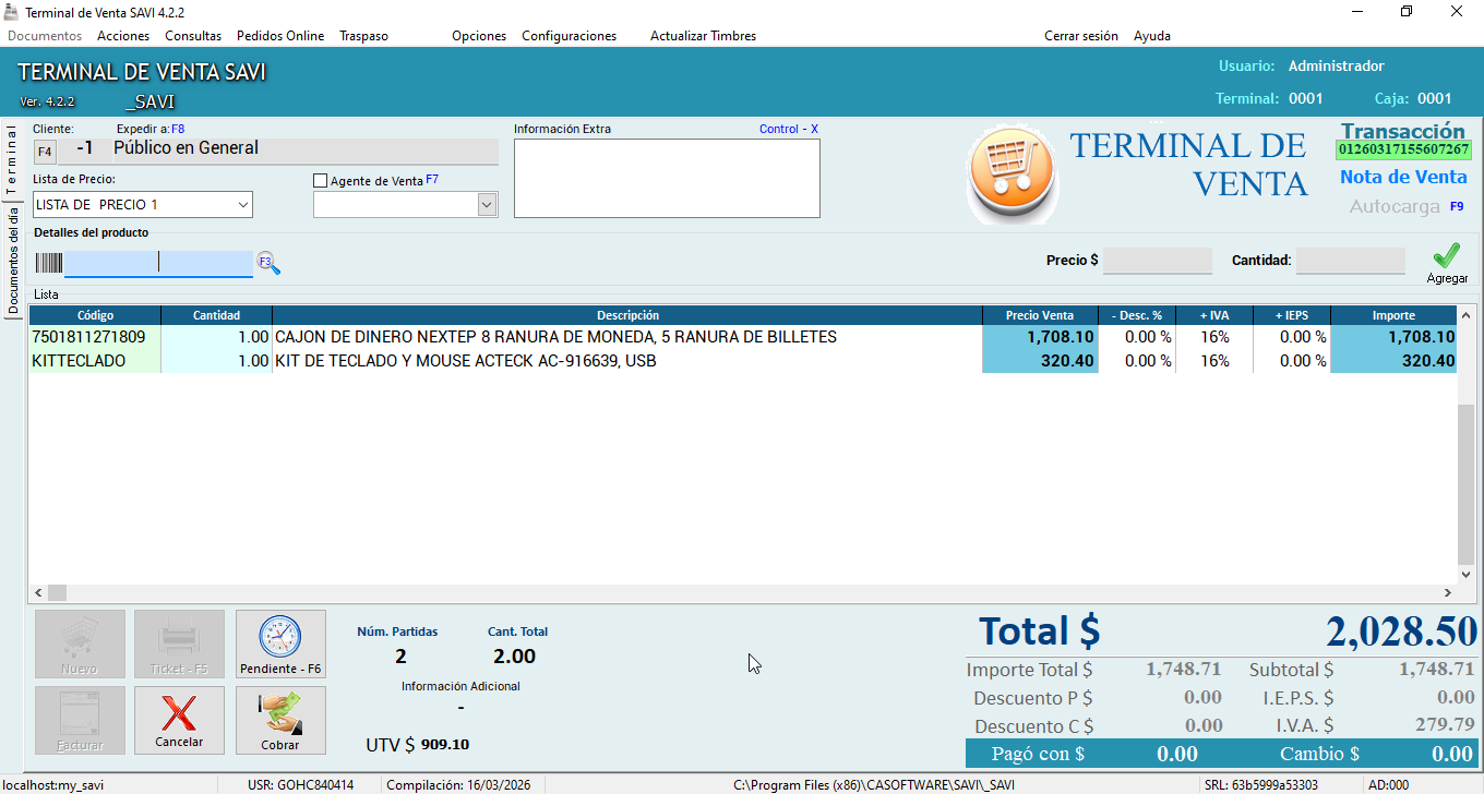 SAVI Terminal de Venta